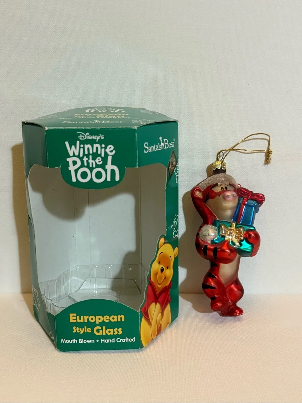 Disney's Tigger Santa's Best European‎ Mouth Blown Style Mercury Glass Ornament